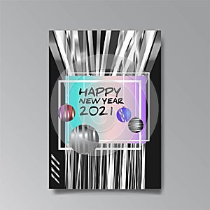 2021 happy new year invation luxury tempate, shiny glitch holograpic creative design
