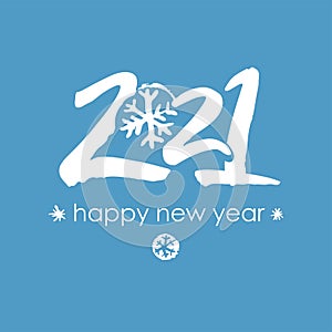 2021 Happy New Year logo text design. 2021 with wishes vector template.