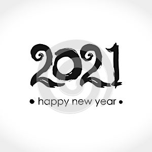 2021 Happy New Year logo text design. 2021 with wishes vector template.
