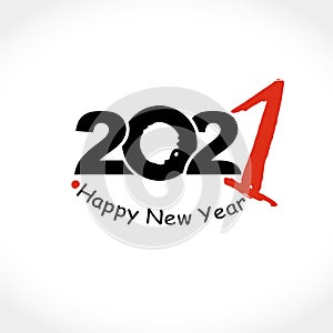 2021 Happy New Year logo text design. Black and red 2021 with wishes vector template.
