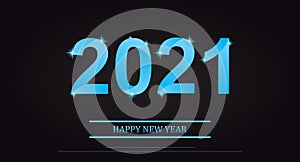 2021 Happy New Year luxury holiday banner with handwritten inscription Happy New Year. Vector holiday design