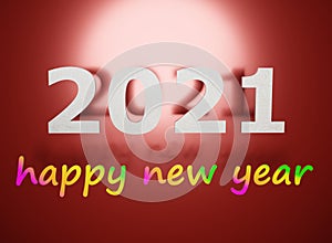 2021 Happy new year on a red backdrop