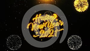 2021 happy new year wishes greetings card, invitation, celebration firework looped