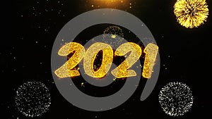 2021 happy new year wishes greetings card, invitation, celebration firework looped