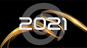 2021 New Year Abstract shiny color gold wave design element