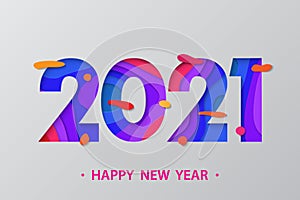 2021 New Year background in cut paper style. Festive premium des