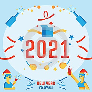 2021 new year celabrate with ribbon splash