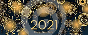 2021 New Year golden fireworks