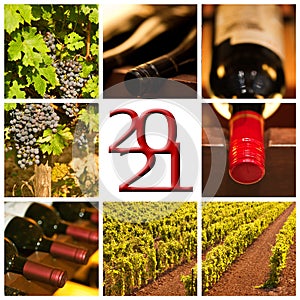 2021 red wine collage greeting card