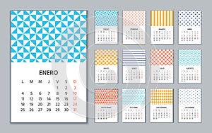 2021 Spanish Calendar. Vector illustration. Wall calender with 12 month