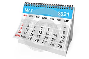 2021 Year May Calendar. 3d Rendering