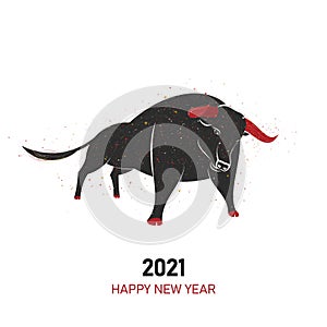 2021 Year of the Ox black and red particles