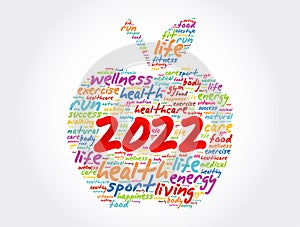 2022 apple word cloud collage, health concept background