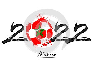2022 and ball in flag colors of Morocco