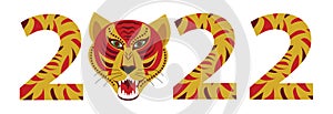 2022 black numbers and tiger print on white background