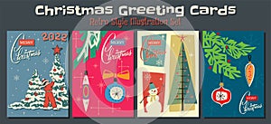 2022 Christmas Greeting Cards Vector set