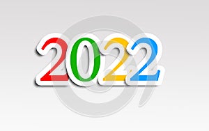 2022 colorful text isolated on white background. 2022 Happy New Year symbol design.