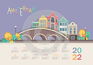 2022 english city calendar cozy city Amsterdam
