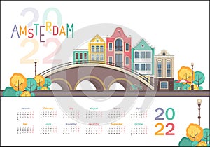 2022 english city calendar cozy city Amsterdam