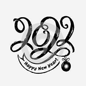 2022 hand lettering. Happy New Year illustration