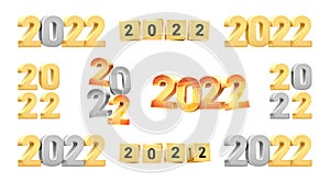 2022 Happy New Year calendar 3D vector numbers set