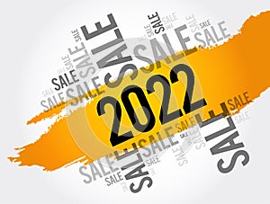 2022 Happy New Year. Christmas Sale word cloud background