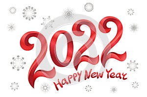 2022 A Happy New Year congrats concept. Stained glass logotype. Beautiful snowy backdrop. Abstract isolated graphic design