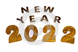 2022 Happy New Year. Golden namber. Christmas