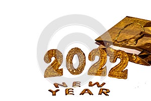 2022 Happy New Year. Golden namber. Christmas