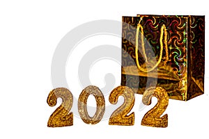 2022 Happy New Year. Golden namber. Christmas