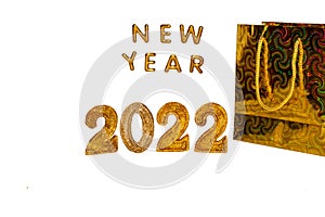 2022 Happy New Year. Golden namber. Christmas