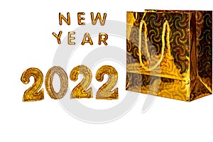 2022 Happy New Year. Golden namber. Christmas