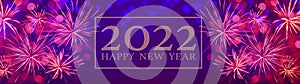 2022 Happy New Year, New Year`s Eve Party, festive celebration holiday greeting card background banner panorama illustration