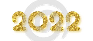 2022 new year background white gold glitter text