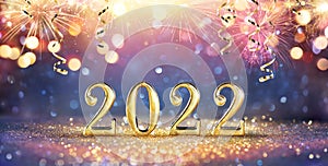 2022 New Year Celebration - Golden Numbers On Glitter