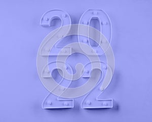 2022 New year numbers on purple background