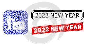 2022 New Year Scratched Seals with Cell Hole Mosaic 2021 Showing Man