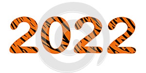 2022 new year tiger pattern on numbers banner isolated on white