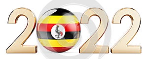 2022 with Ugandan flag, 3D rendering
