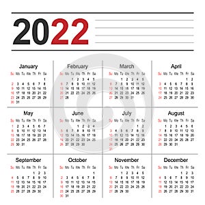 2022 year calendar simple and clean planner template