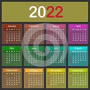 2022 year calendar simple and clean planner template