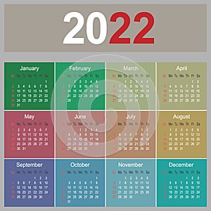 2022 year calendar simple and clean planner template