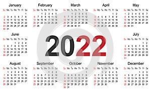 2022 year calendar simple and clean planner template