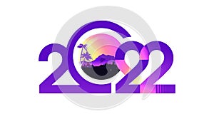 2022 year numbers tropical banner vector