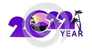 2022 year numbers tropical banner vector