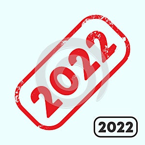 The 2022 year rubber stamp with grunge texture and clean design