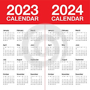 2023 2024 calendar year vector design template