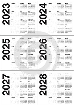 2023-2028 Year Calendar Design