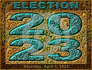 2023 April Fools Day Election Banner Made From Gears