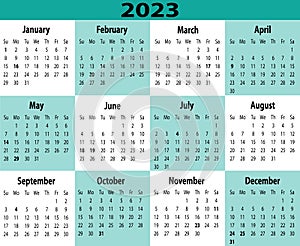 2023 Calendar Horizontal